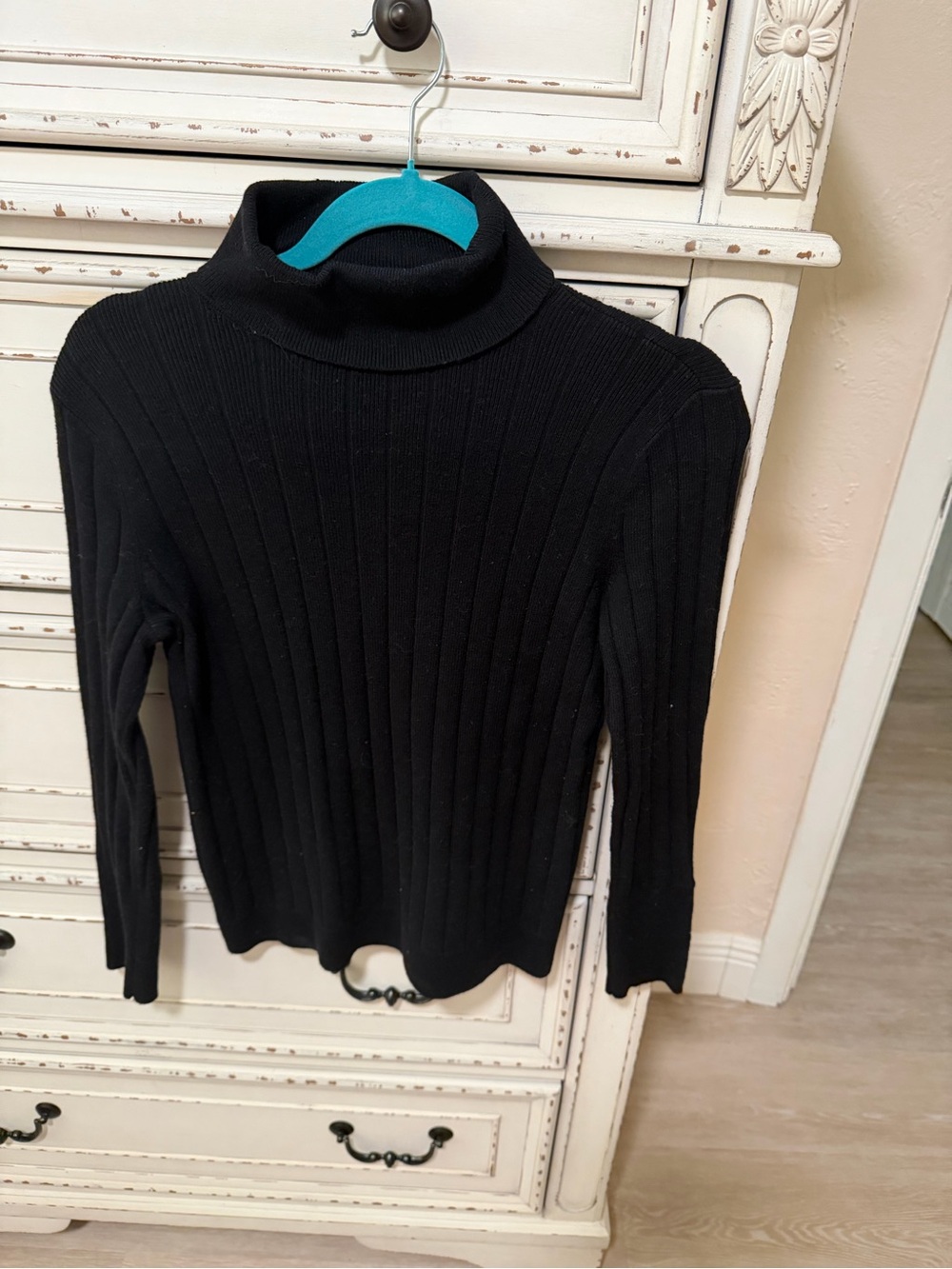 Talbots Black Ribbed Turtleneck Sweater